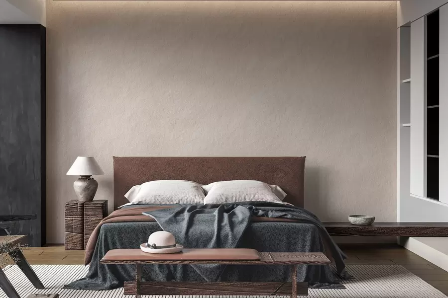 Valokuvatapetti Vaaleanbeige tausta koristekipsityylillä, minimalismi, kivikuvio w09800
