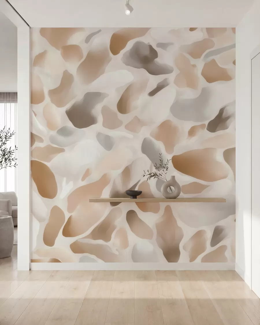Valokuvatapetti Abstrakti, luonnollinen terrazzo-kuvio vaaleissa sävyissä w09933