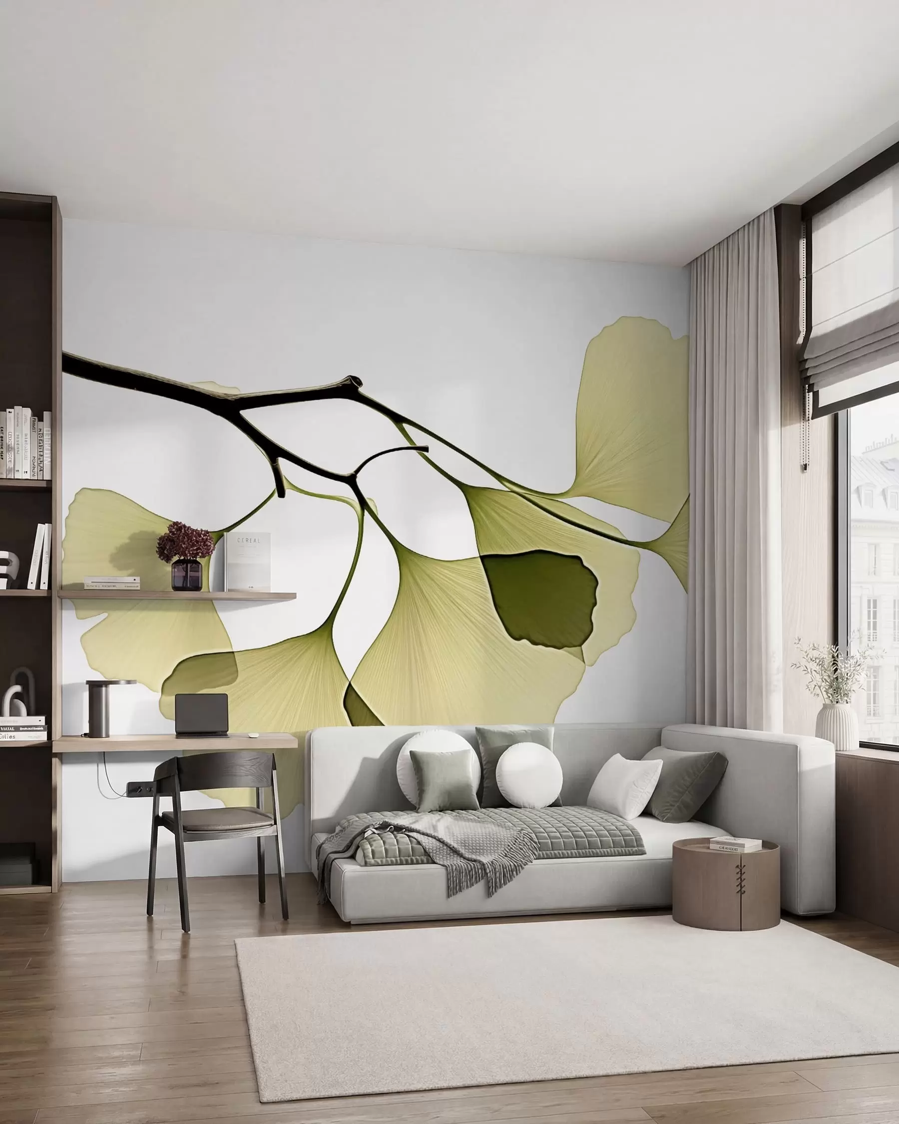 Valokuvatapetti Ginkgo-puun tuulettimelehdet w09968