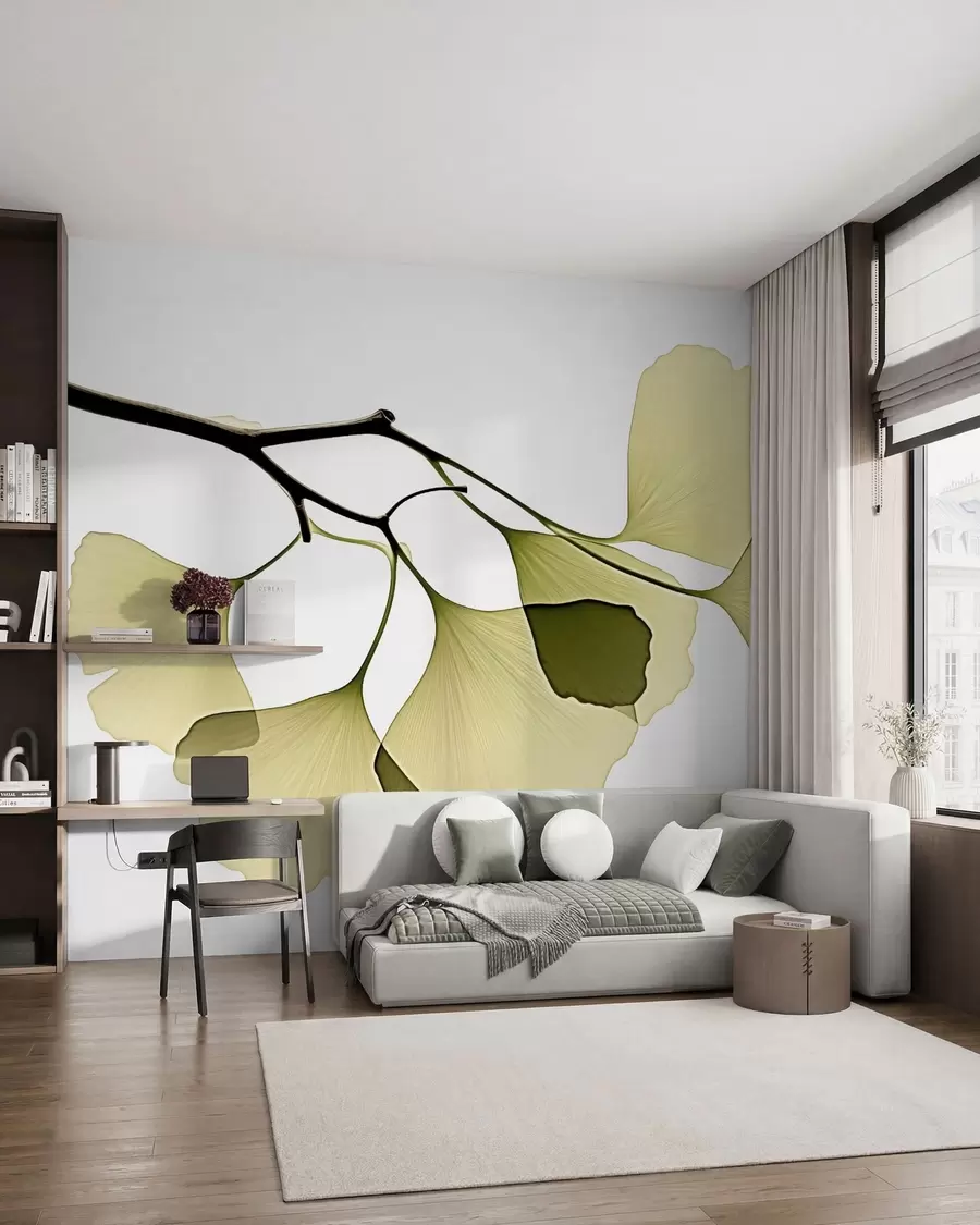 Valokuvatapetti Ginkgo-puun tuulettimelehdet w09968