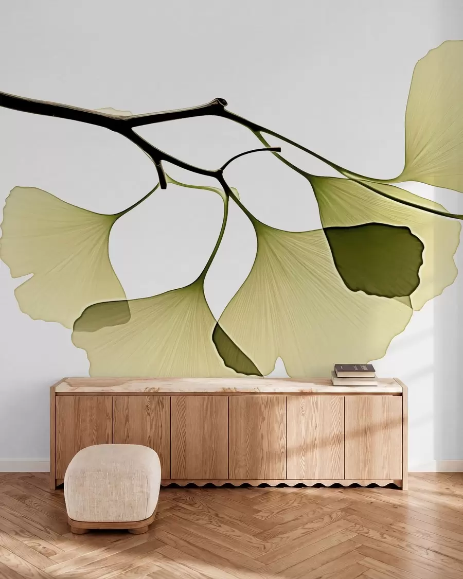 Valokuvatapetti Ginkgo-puun tuulettimelehdet w09968