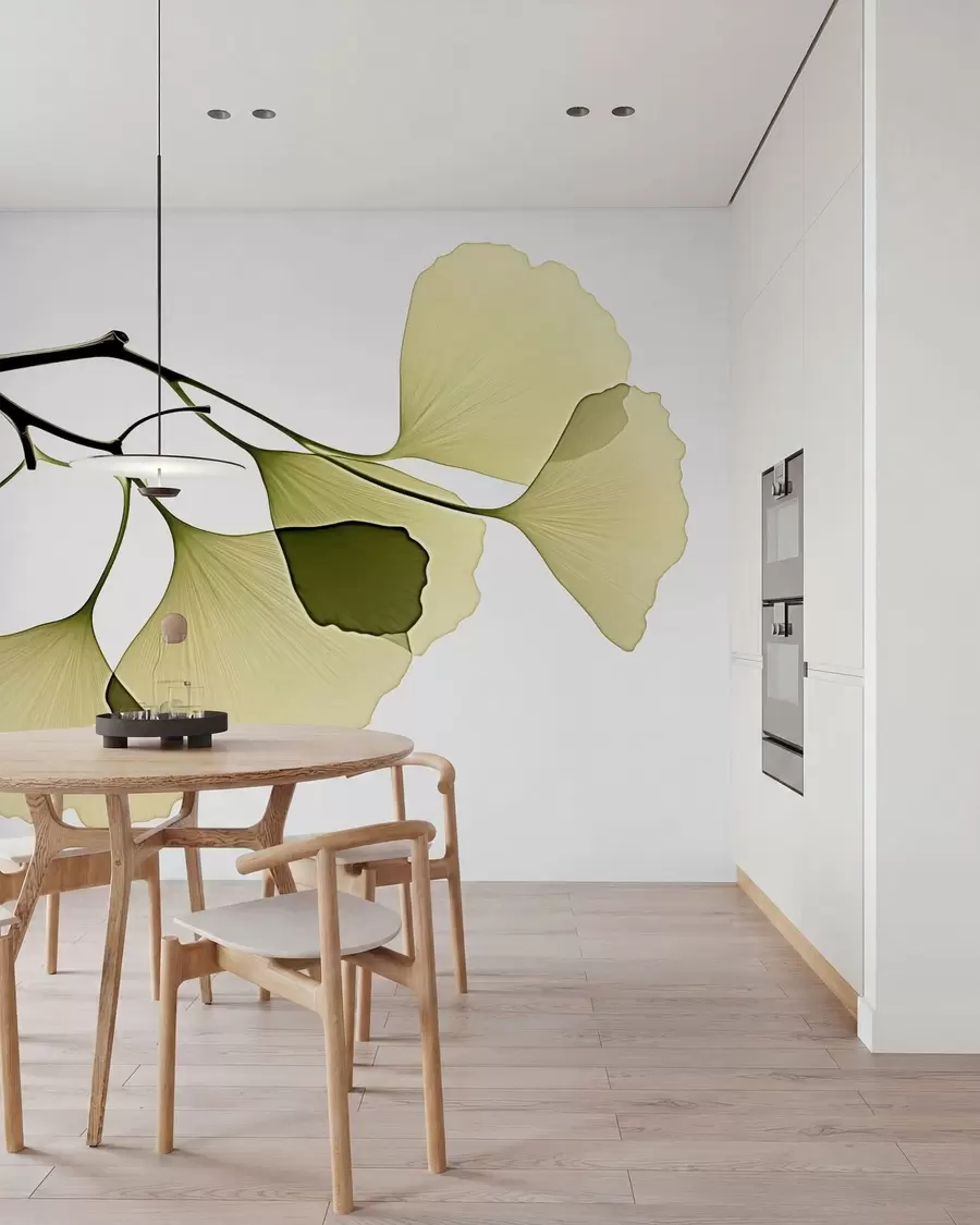 Valokuvatapetti Ginkgo-puun tuulettimelehdet w09968