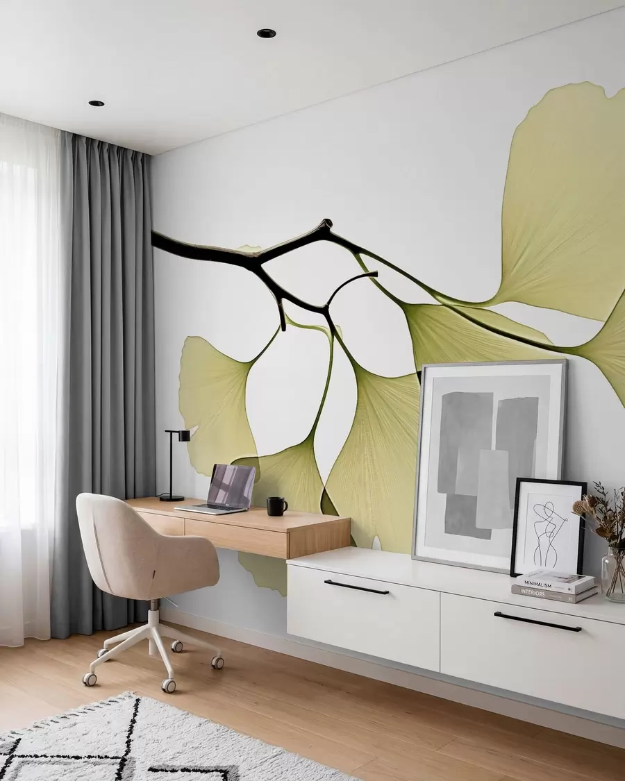 Valokuvatapetti Ginkgo-puun tuulettimelehdet w09968