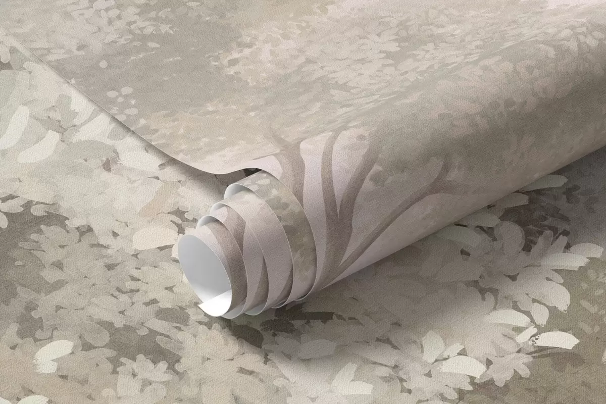 Valokuvatapetti Pehmeän pastellivärinen metsä, jossa mutkittelee polku w05889