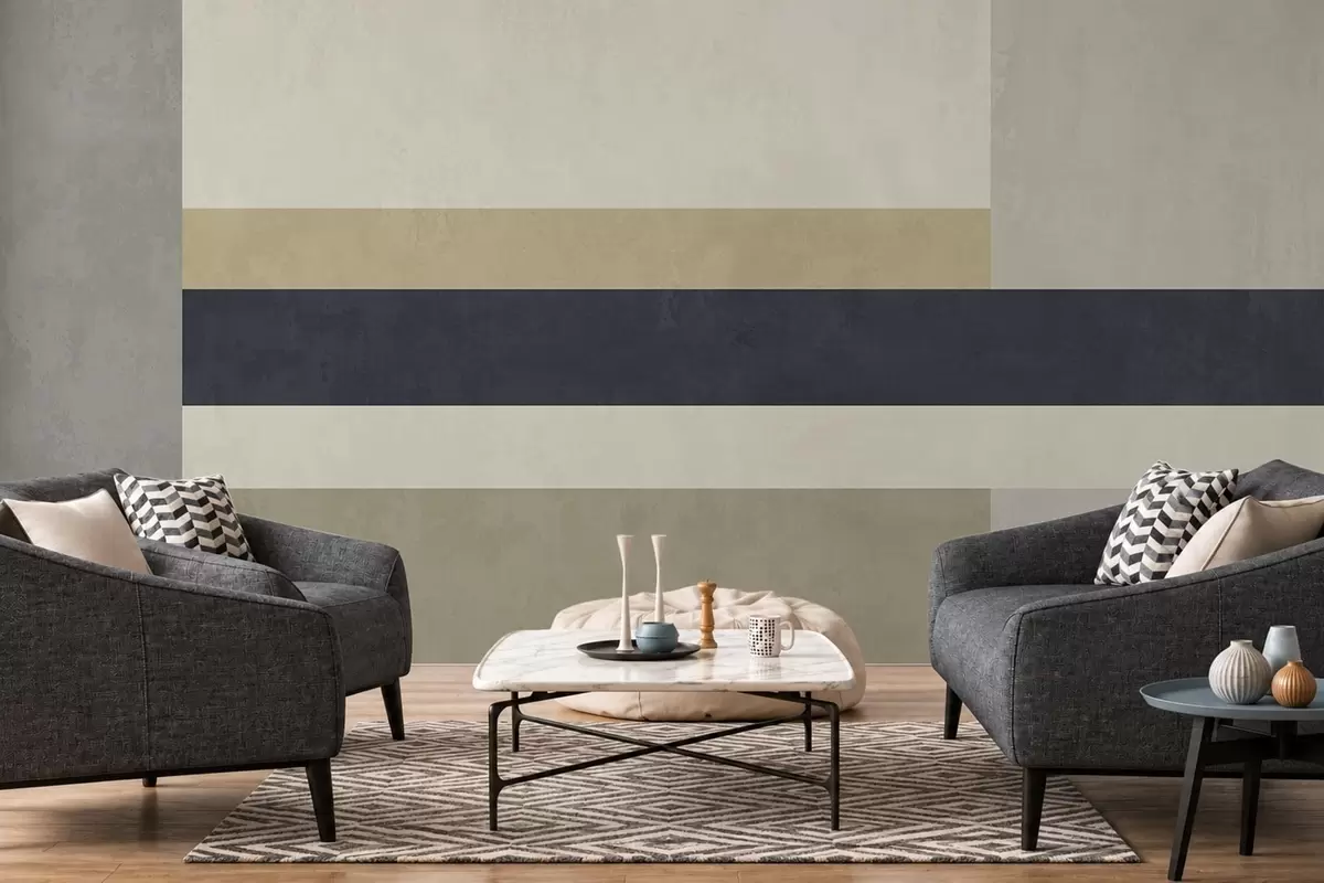 Valokuvatapetti Geometriset kuviot beige- ja harmaasävyissä, joissa on tumma raita w05890v1