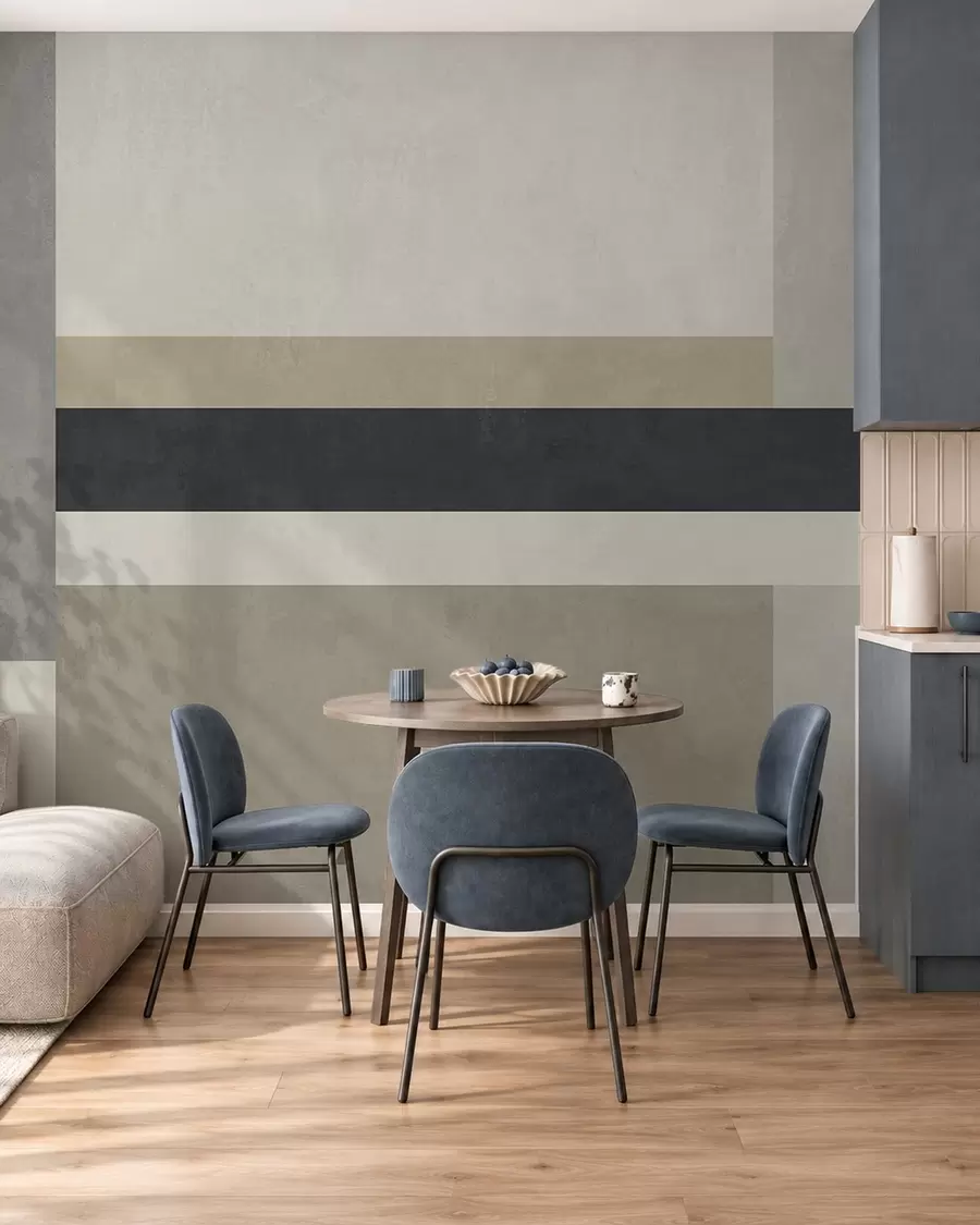Valokuvatapetti Geometriset kuviot beige- ja harmaasävyissä, joissa on tumma raita w05890v1