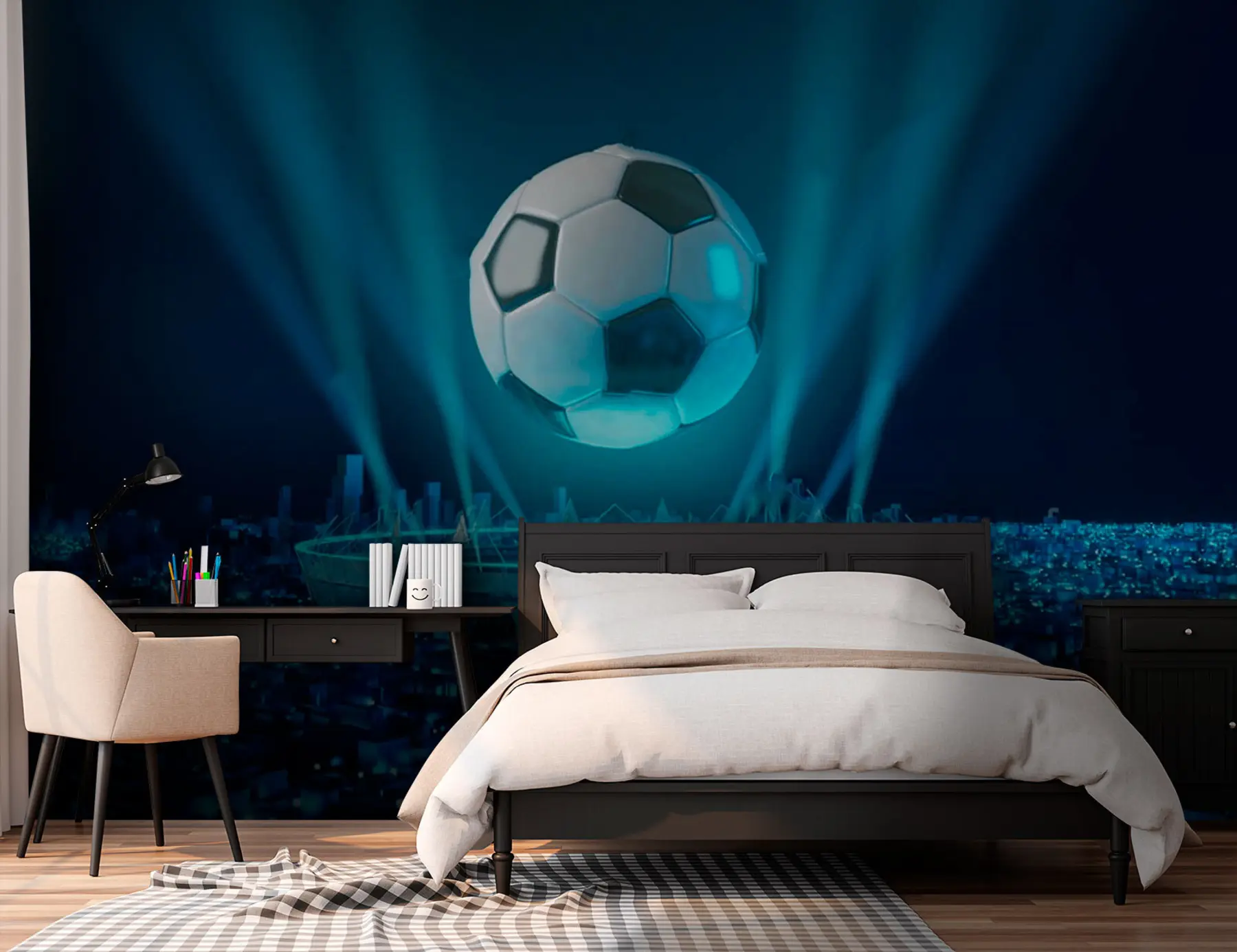 Valokuvatapetti Pallo stadionin taustaa vasten u72793