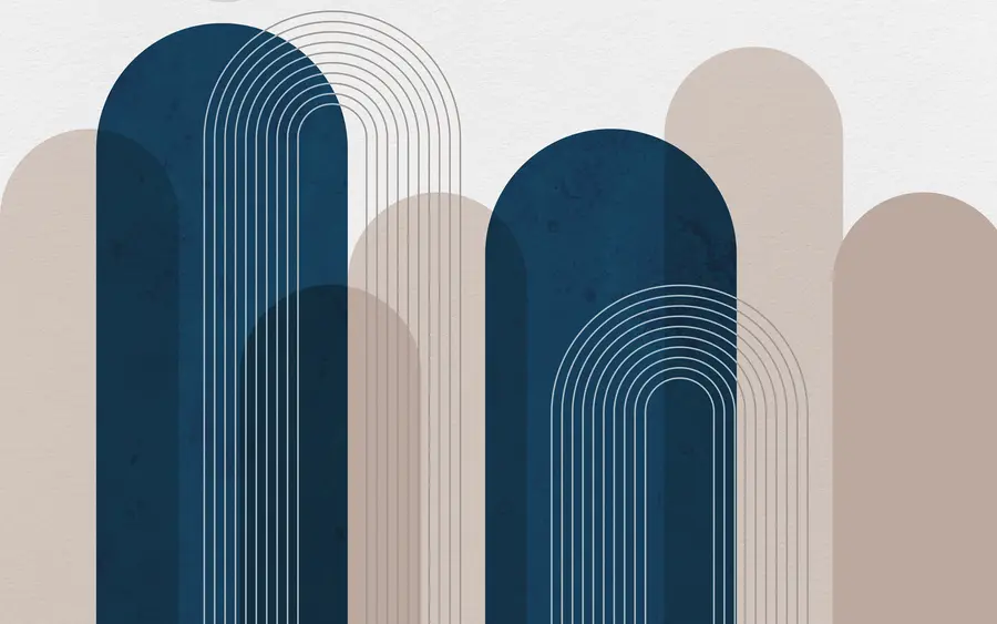 Valokuvatapetti Abstraktit siniset ja beiget kaaret u73098