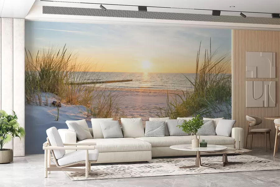 Valokuvatapetti Valokuva / Panoramic Dunes -ranta auringonlaskulla u93577