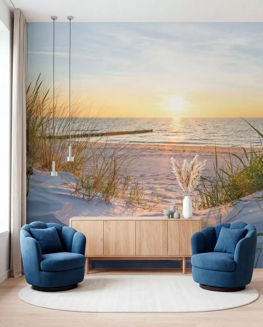 Valokuvatapetti Valokuva / Panoramic Dunes -ranta auringonlaskulla u93577