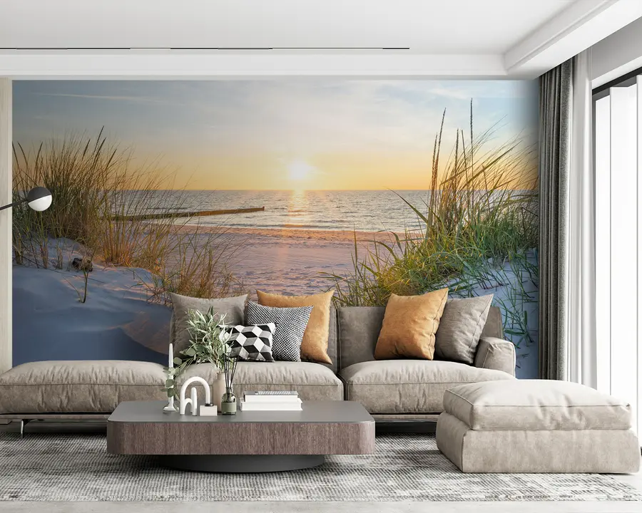 Valokuvatapetti Valokuva / Panoramic Dunes -ranta auringonlaskulla u93577