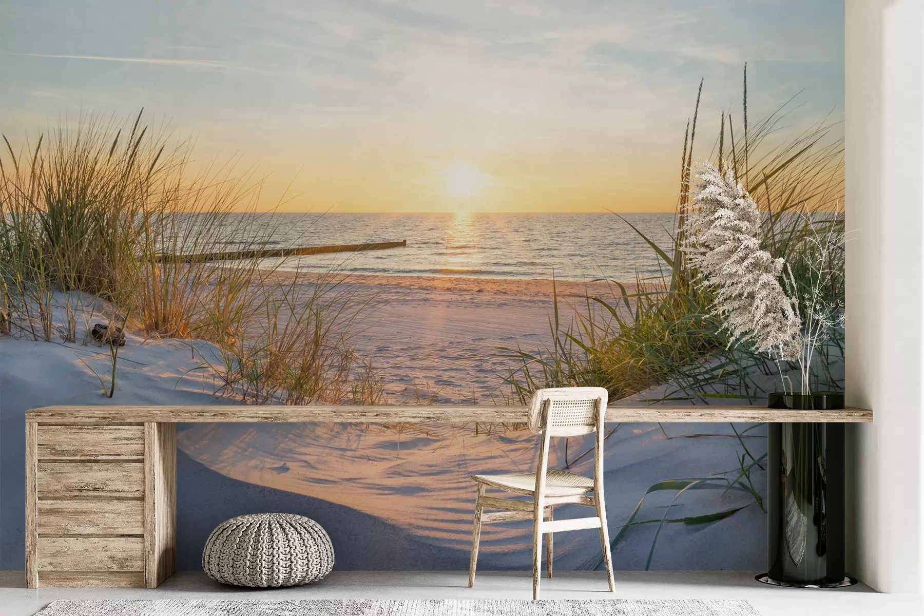 Valokuvatapetti Valokuva / Panoramic Dunes -ranta auringonlaskulla u93577