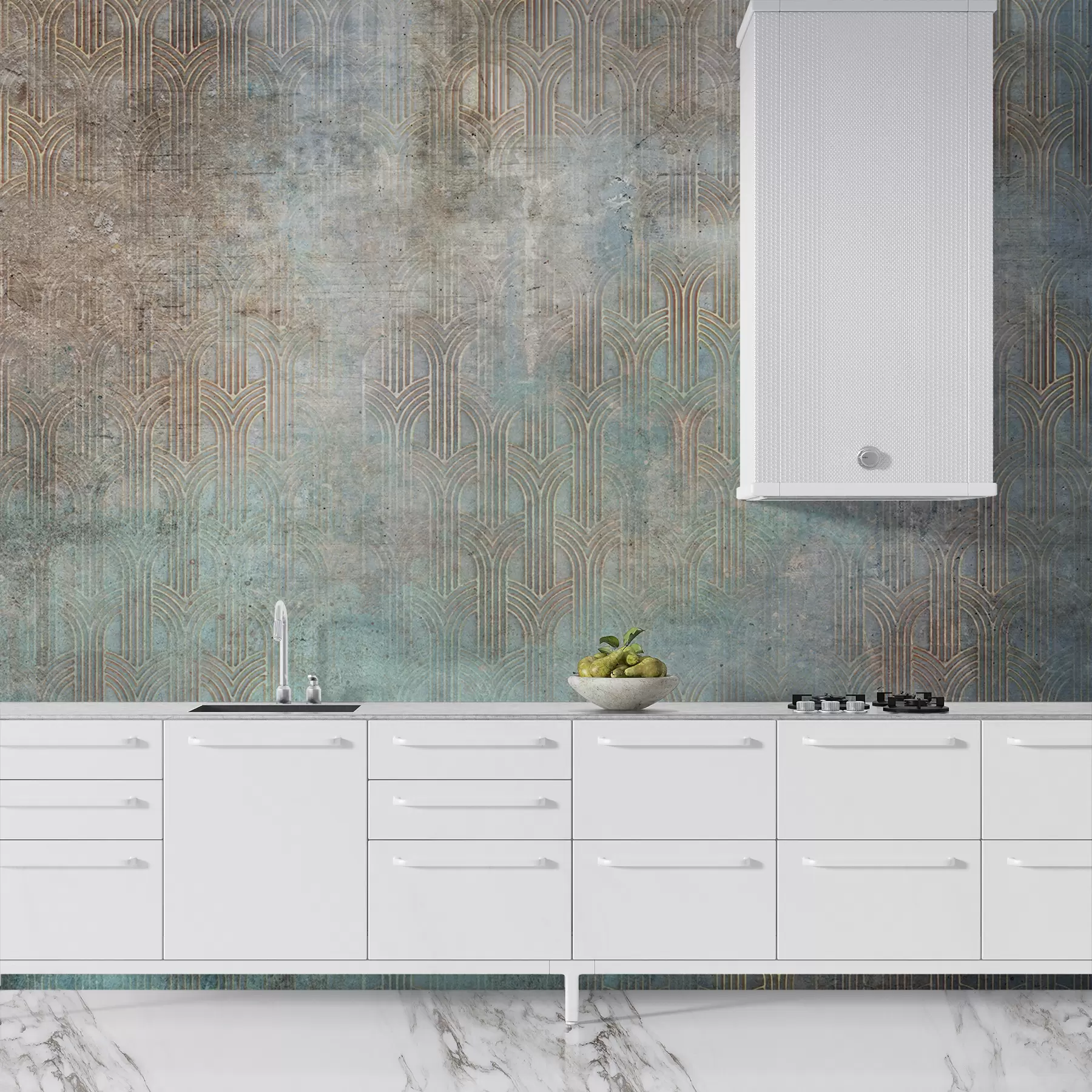 Valokuvatapetti Kaareva kuvio grunge-seinällä u73973