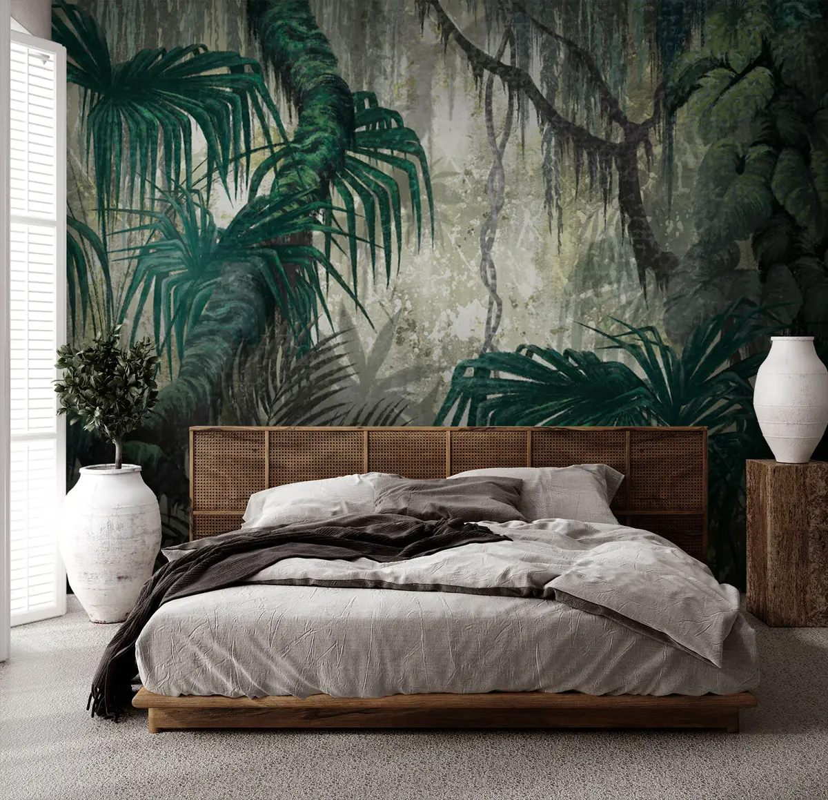 Valokuvatapetti Trooppisia kasveja ja puita kuvioidulla taustalla u78695