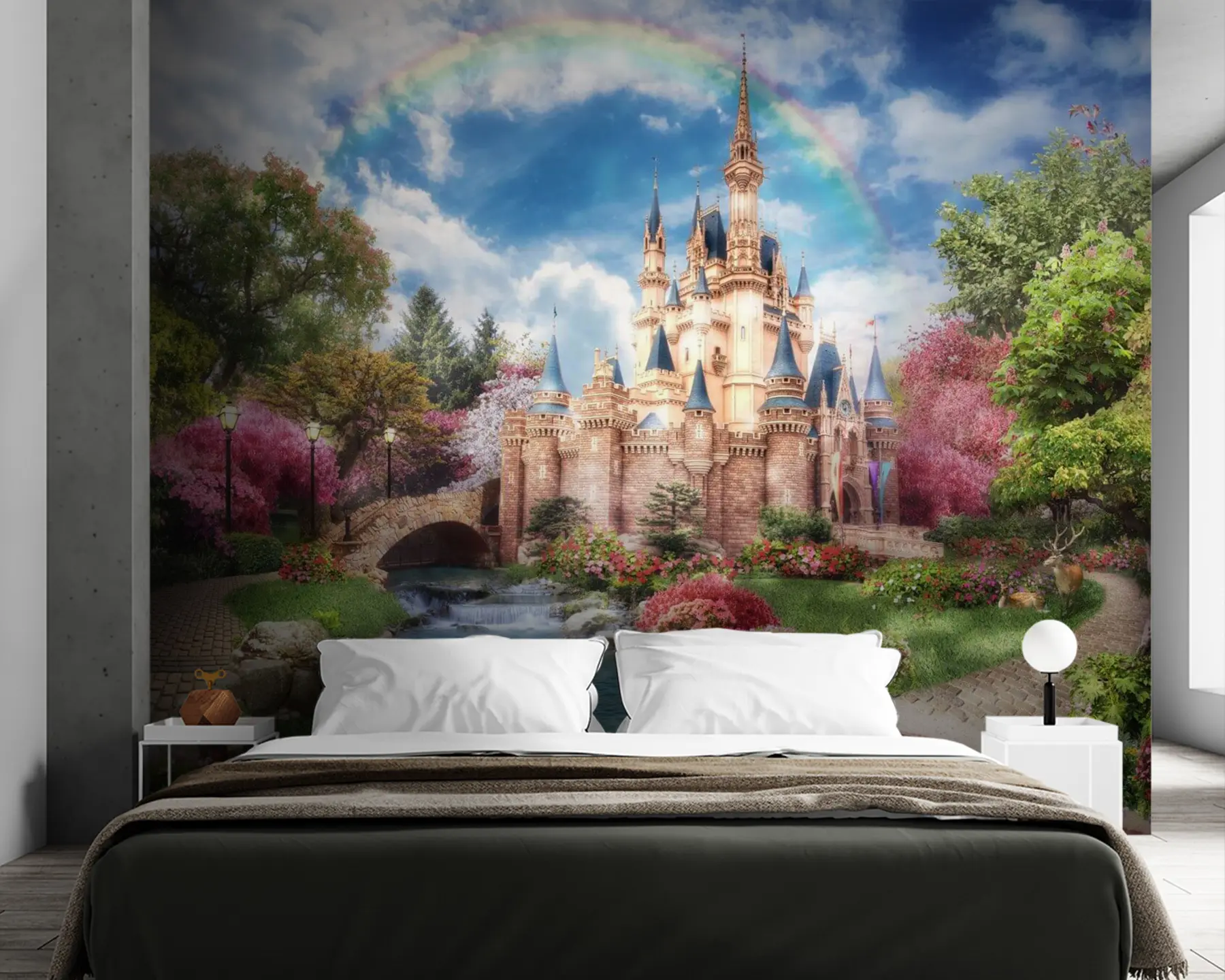 Valokuvatapetti Sateenkaari satulinnan yllä u61850