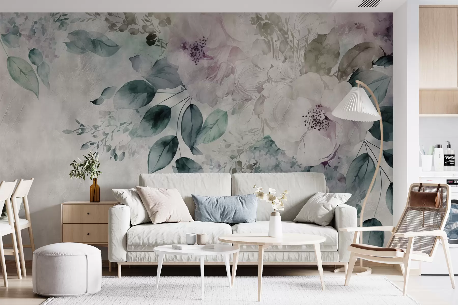 Valokuvatapetti Herkkiä akvarellikukkia u93940