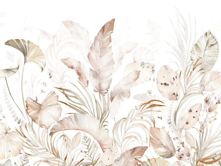 Valokuvatapetti Akvarelliväriset trooppiset lehdet u93967