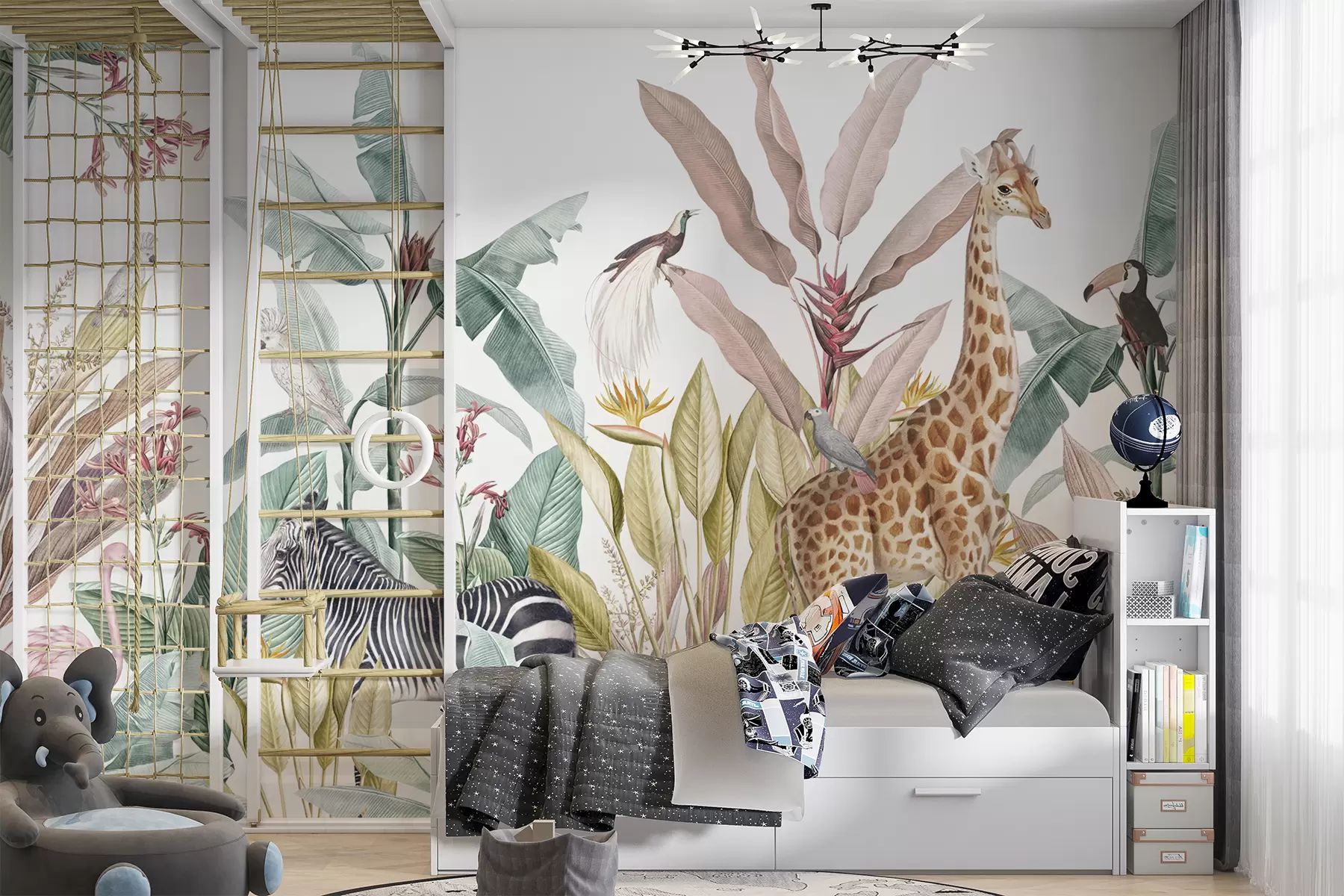 Valokuvatapetti Kirkkaat viidakon tropiikit ja eläimet u74696