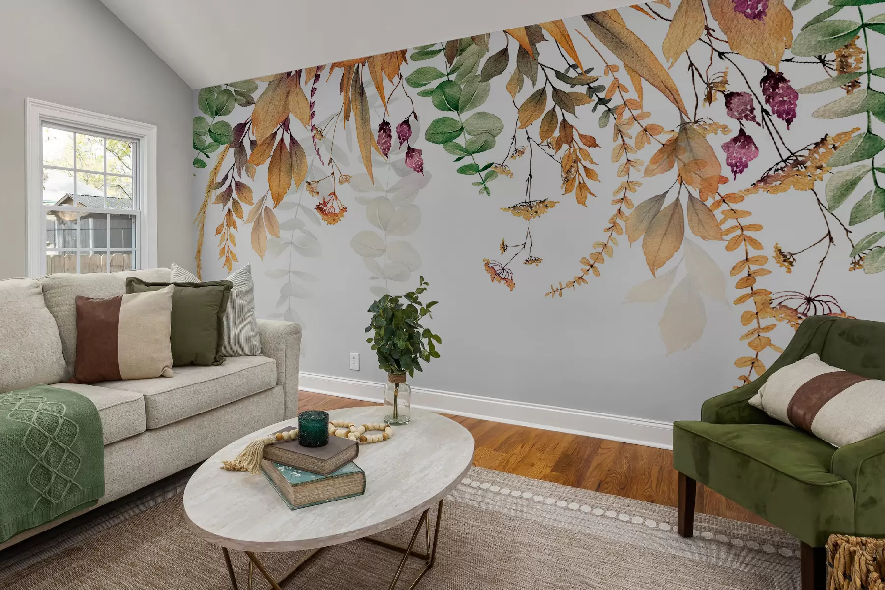 Valokuvatapetti Kukkakehys syksyn lehdillä u94198