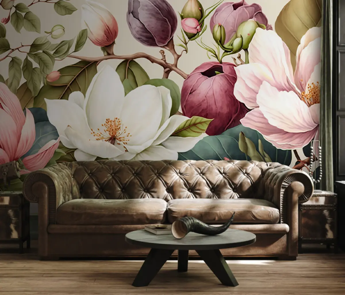 Valokuvatapetti Akvarelli kukkia kevyt sivellin u70654