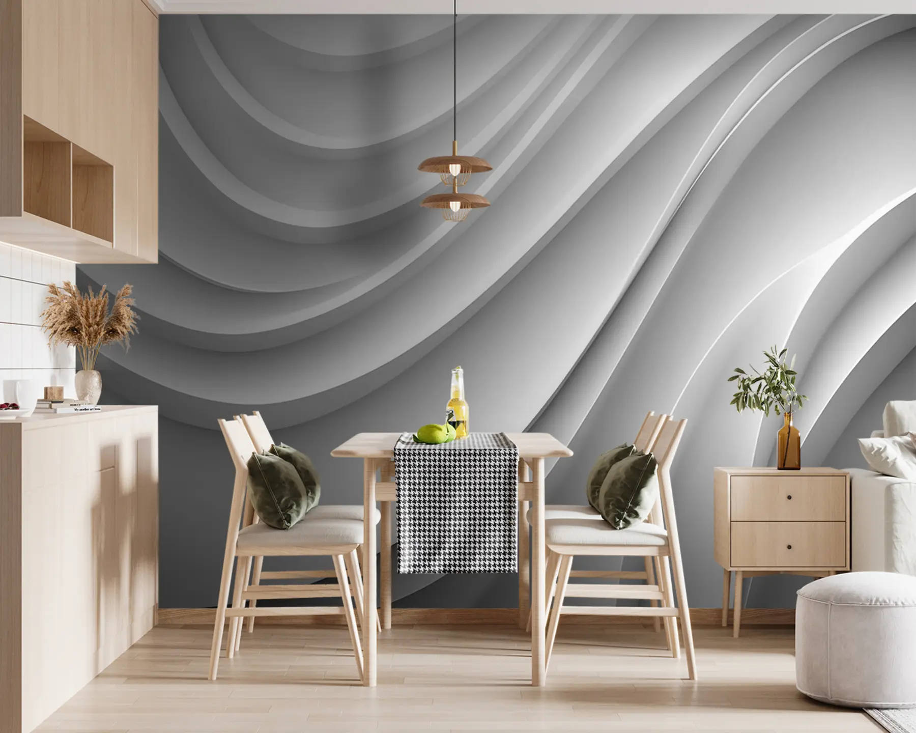 Valokuvatapetti Valkoiset 3d aallot u94078