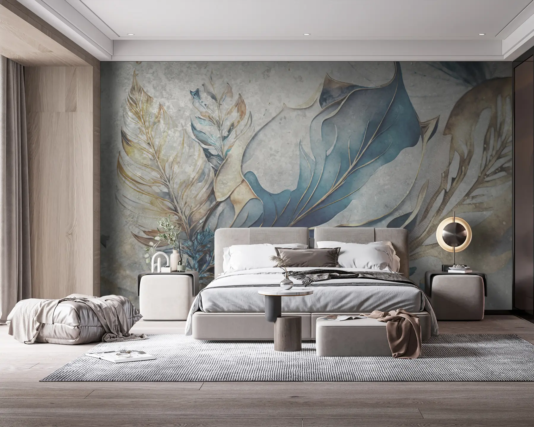 Valokuvatapetti Isot akvarellikukat betoniseinällä u93998