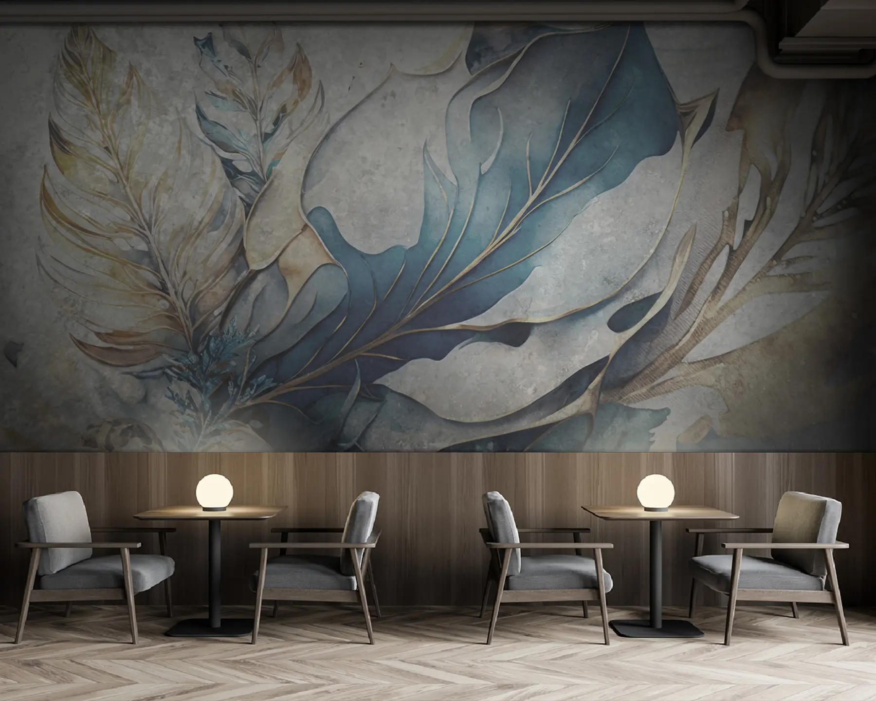 Valokuvatapetti Isot akvarellikukat betoniseinällä u93998