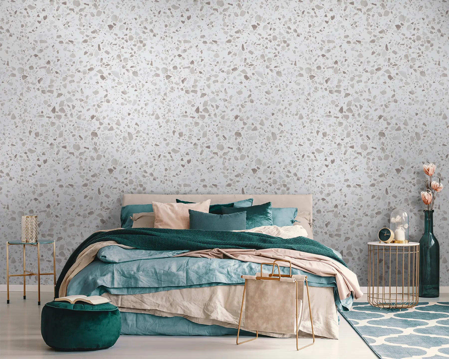 Valokuvatapetti Terrazzo laatat, mosaiikki luonnonkivillä, graniitti, marmori, kvartsi, betoni u94304