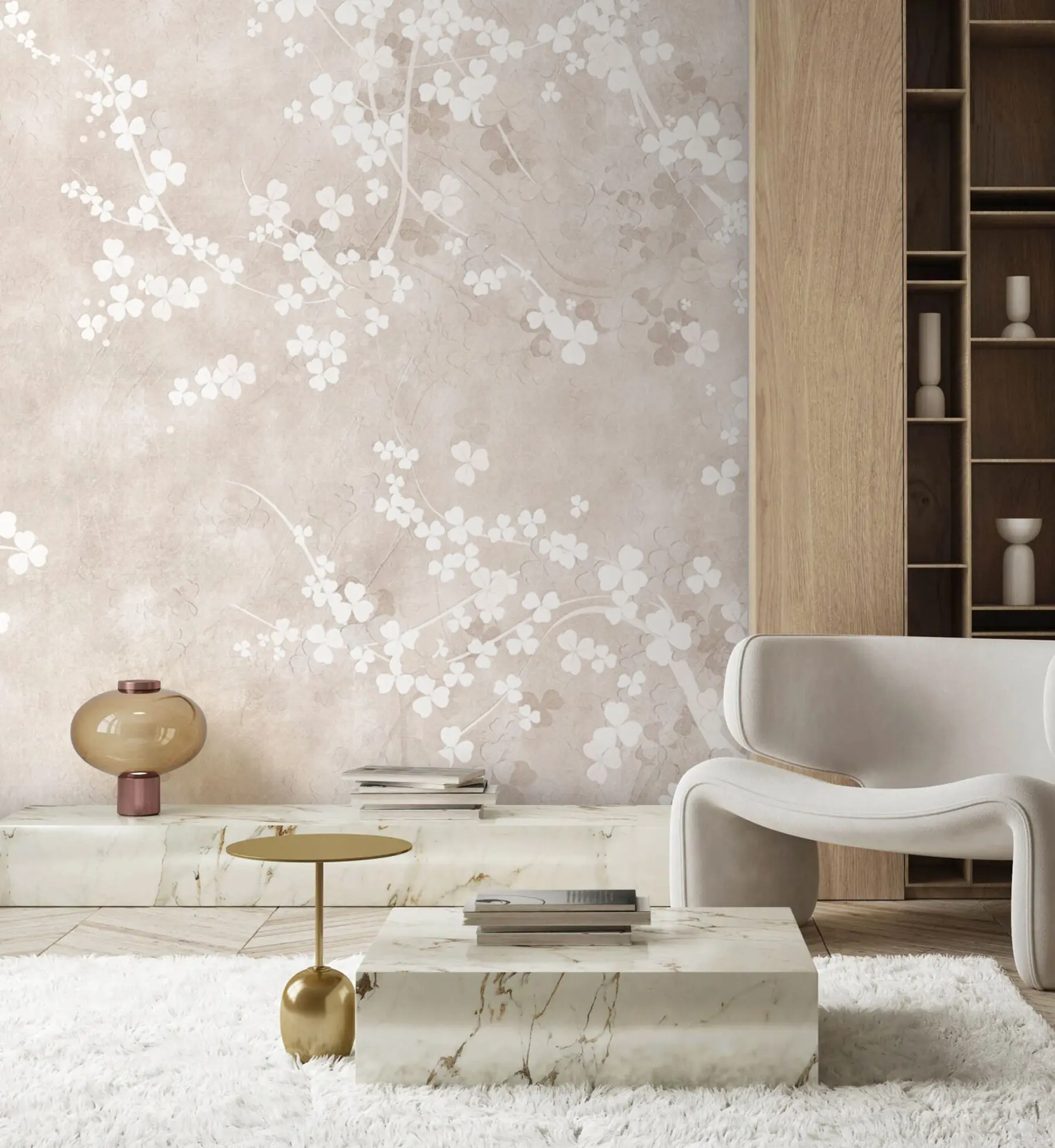 Valokuvatapetti Valkoisia hauraita oksia ja kukkia u94458