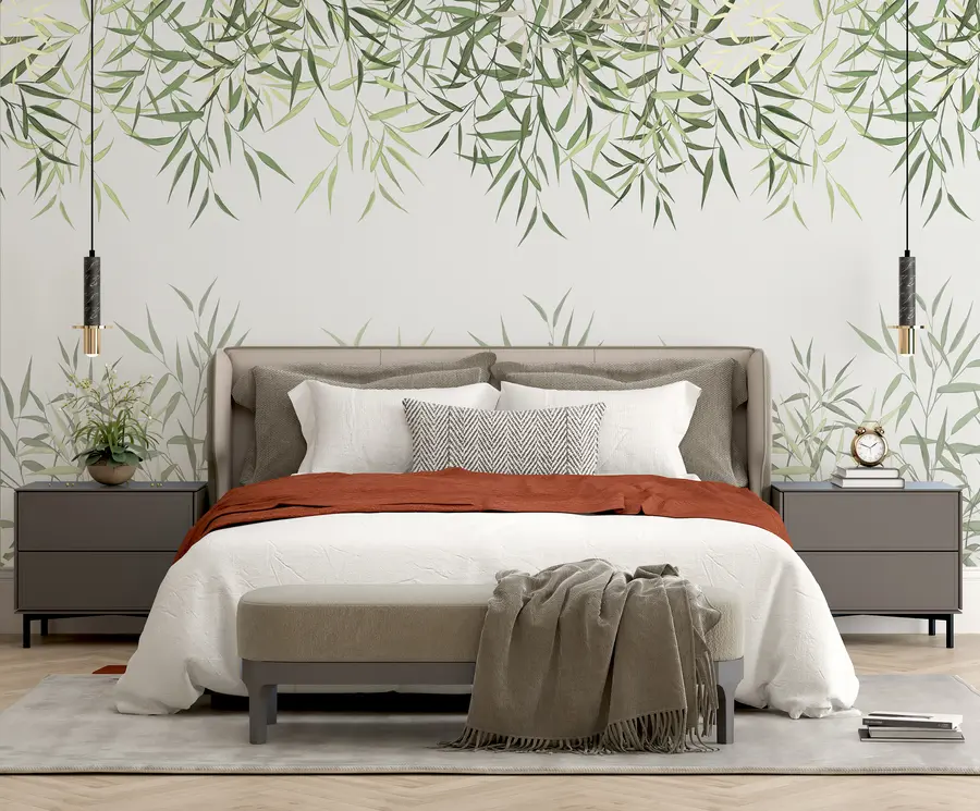 Valokuvatapetti Ruoko bambu lehtiä u95355