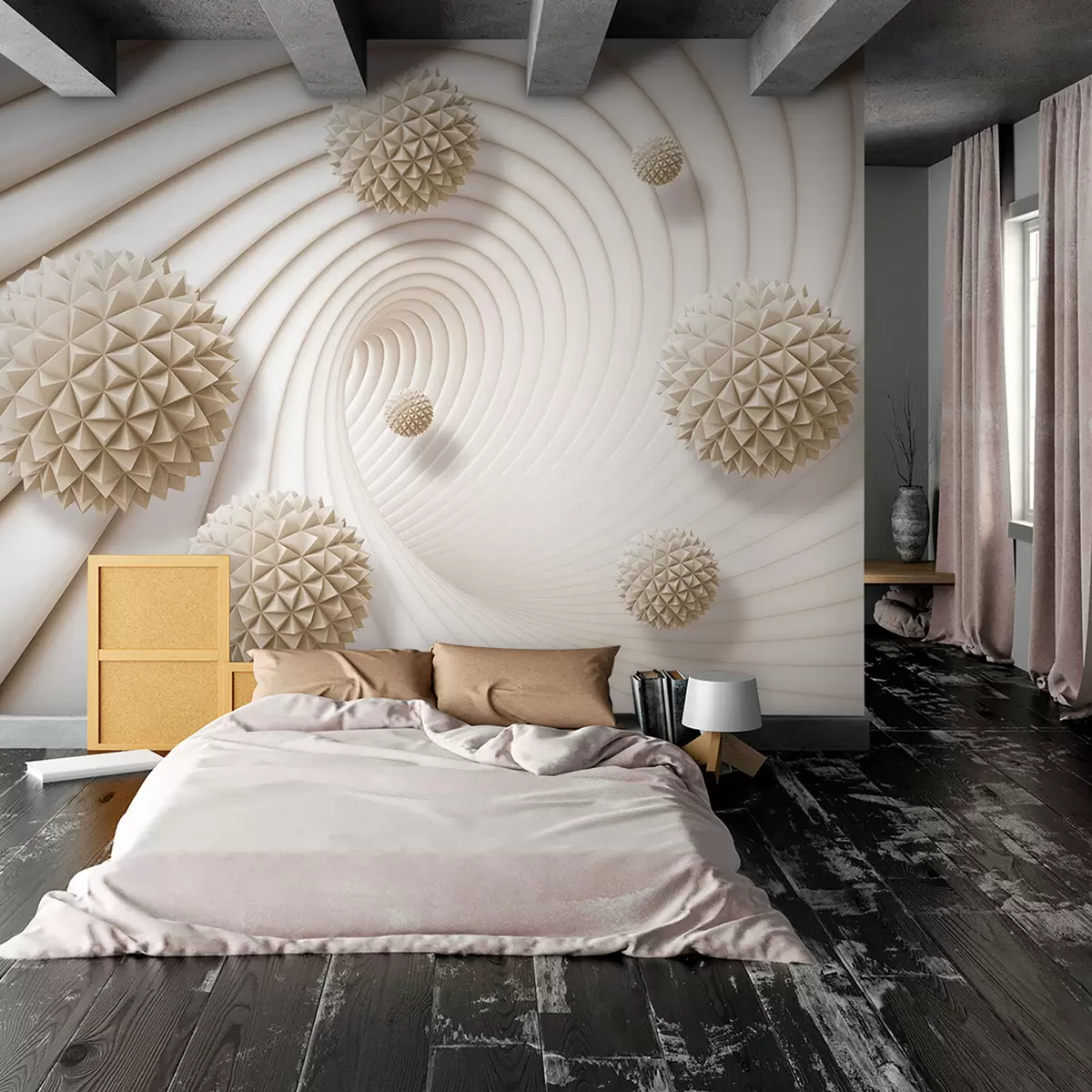 Valokuvatapetti 3D-grafiikkapallot tunnelissa u95440