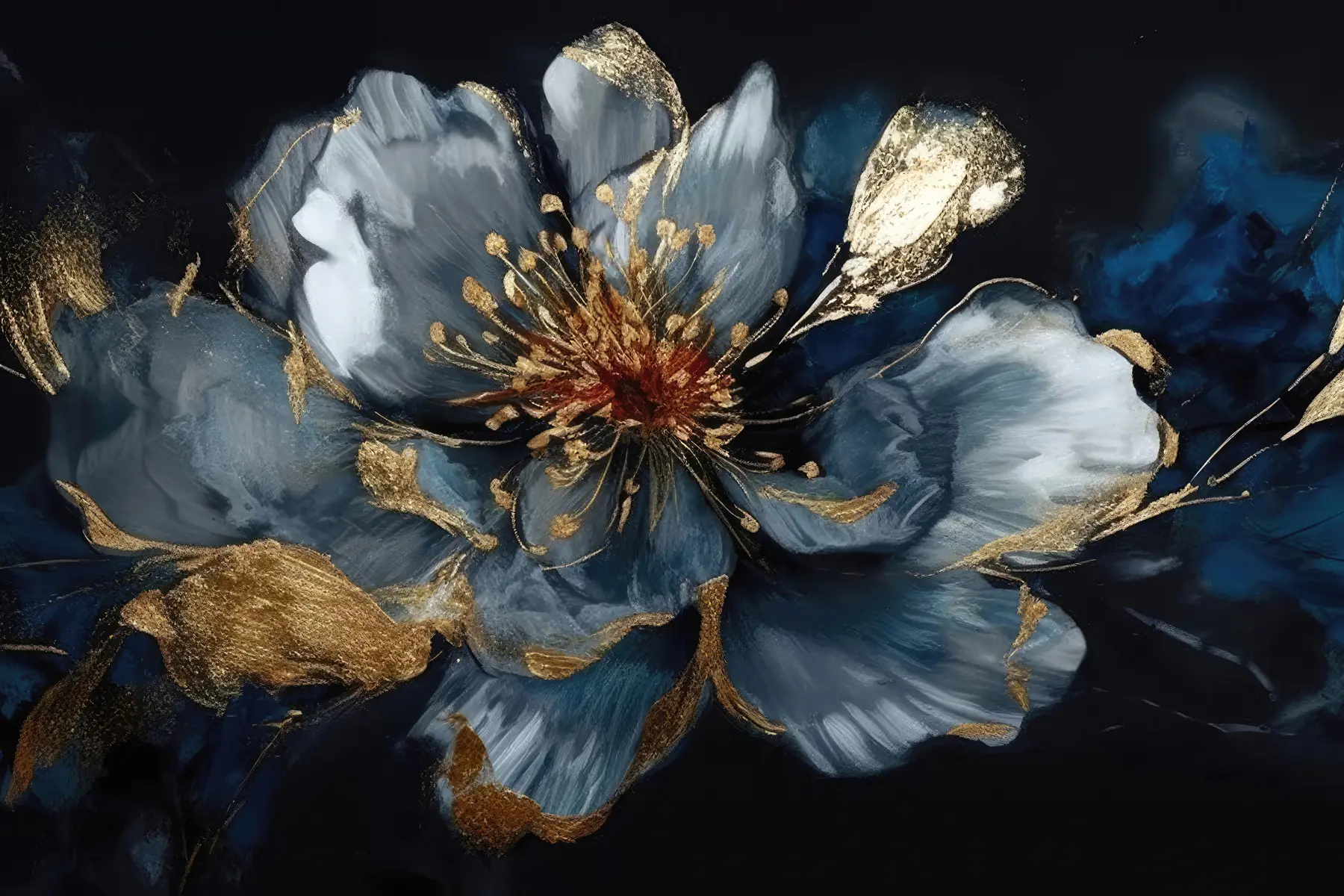 Valokuvatapetti Suuri sininen kukka suonineen u95657