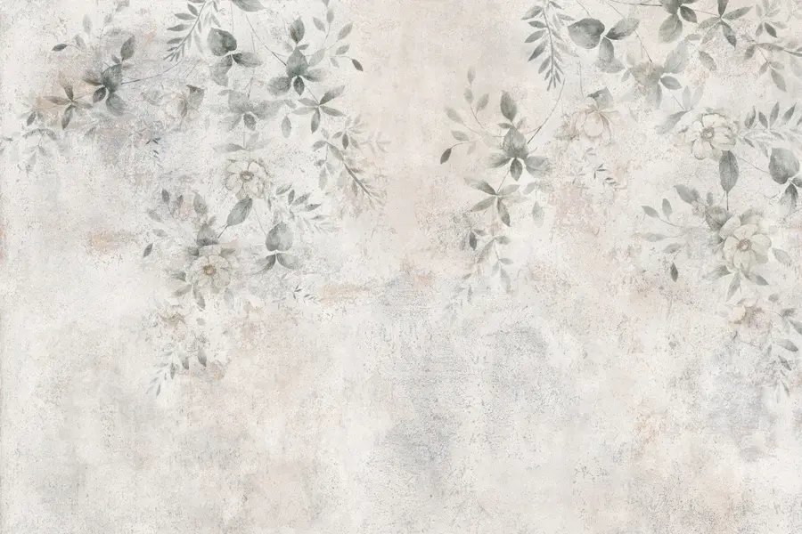 Valokuvatapetti Kukat oksilla betonin grunge-taustalla minimalismi u96140