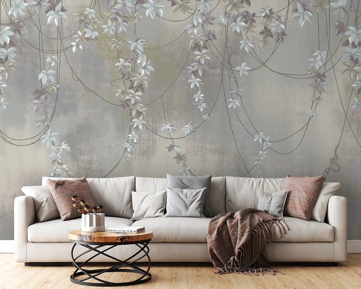 Valokuvatapetti Riippuvat oksat, joissa on lehtiä ja kukkia u95926