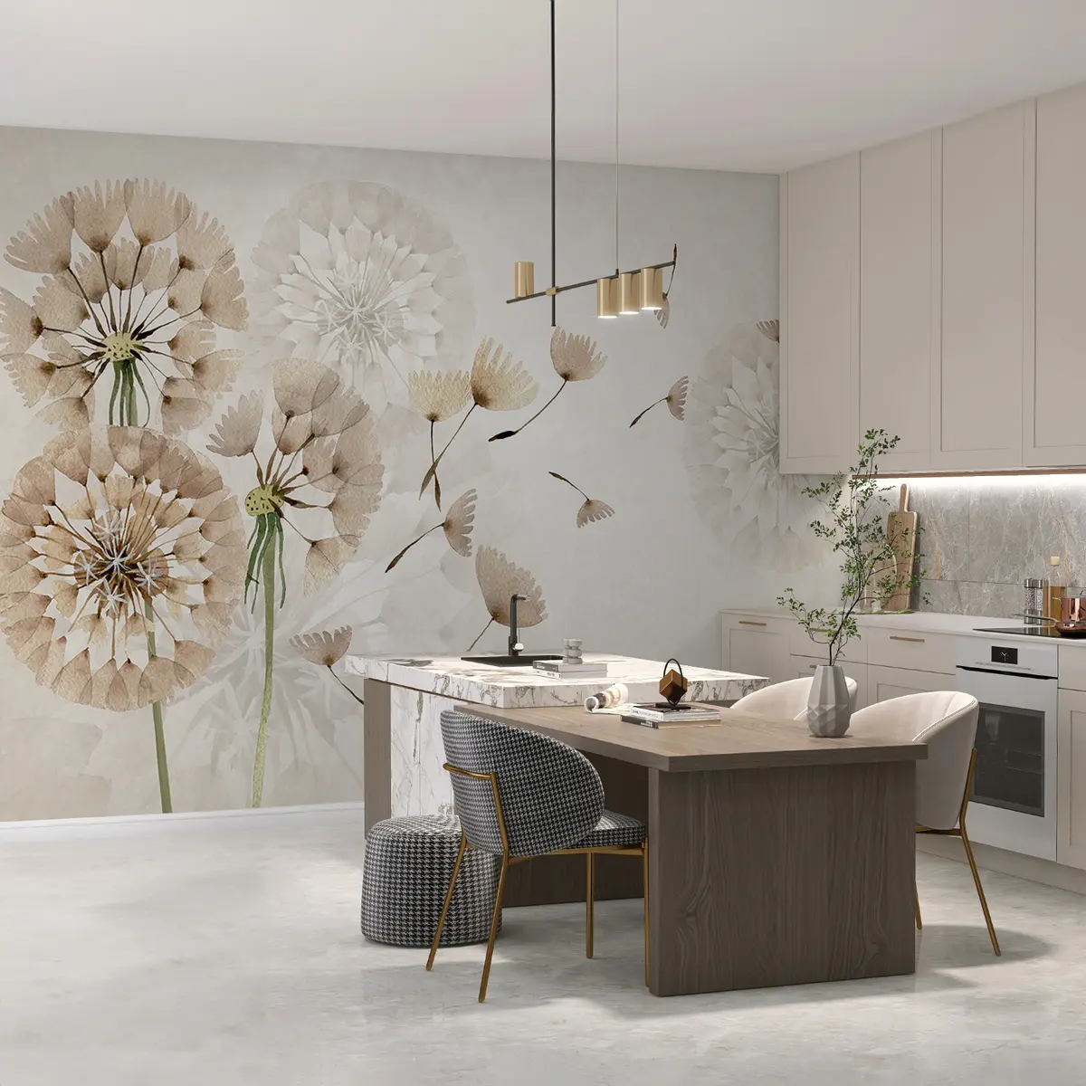 Valokuvatapetti Beige voikukki u09252