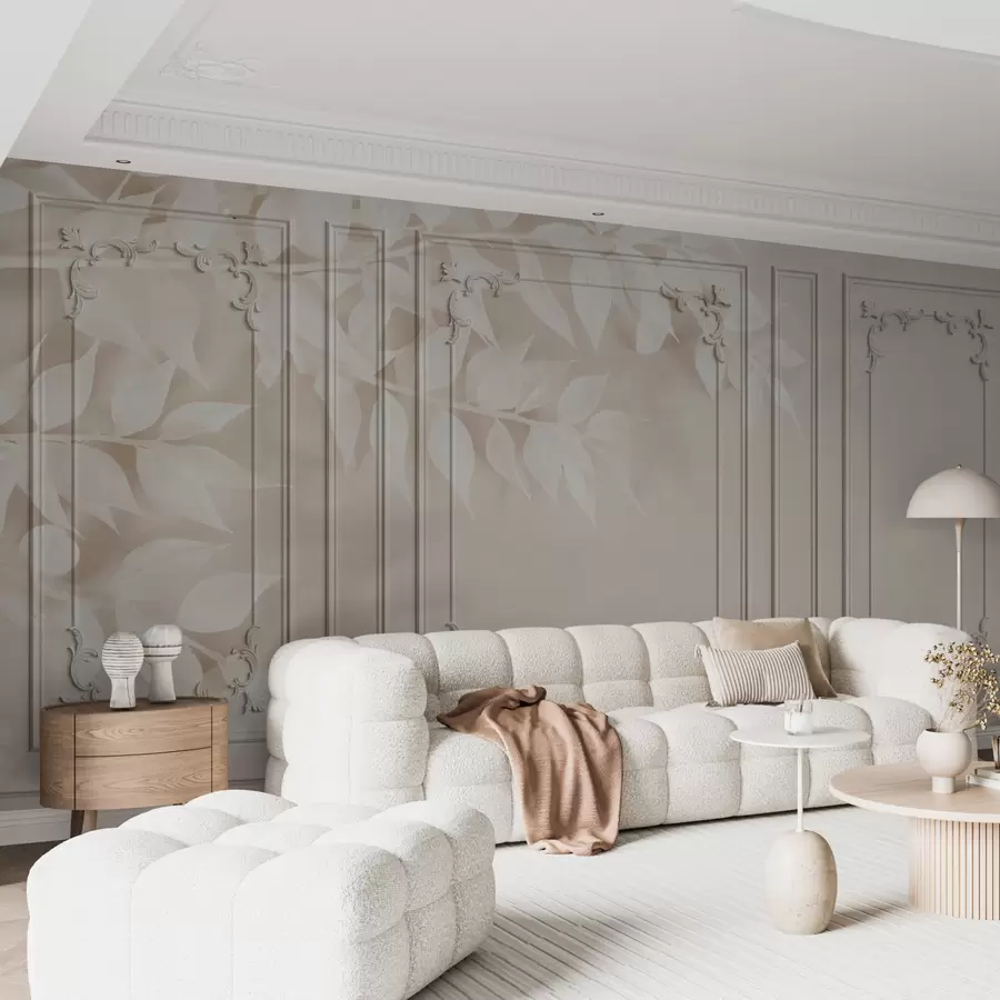 Valokuvatapetti Klassiset englantilaiset Boiserie-paneelit lehdillä u96165