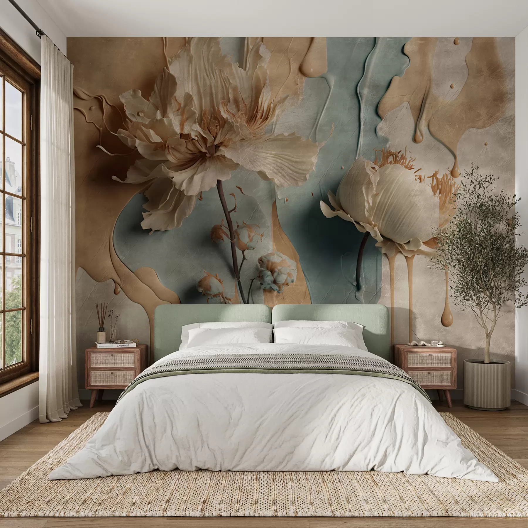 Valokuvatapetti Kukkia ja maaliraitoja u95662