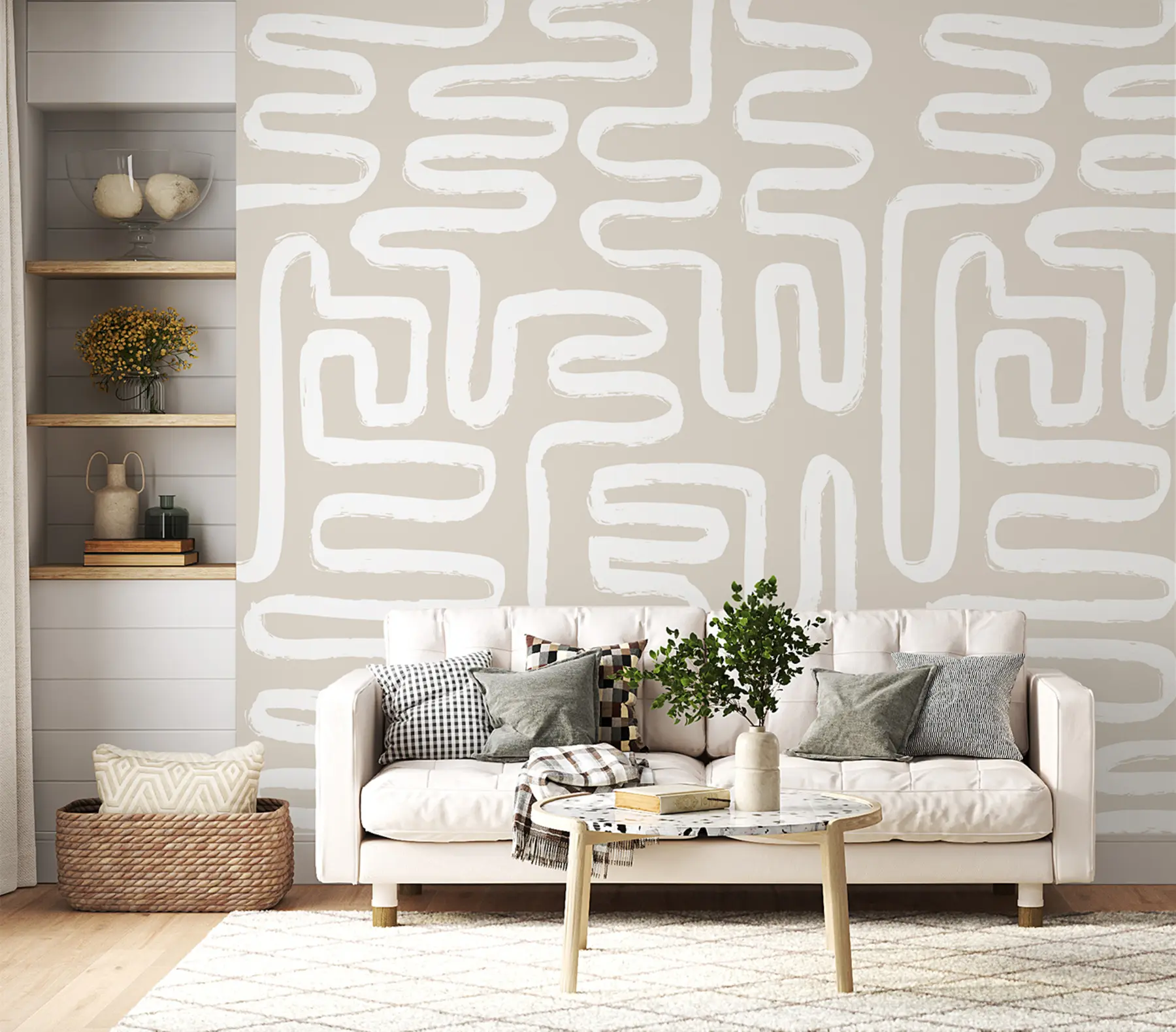 Valokuvatapetti Abstrakti labyrintti pastelliväreissä u96457
