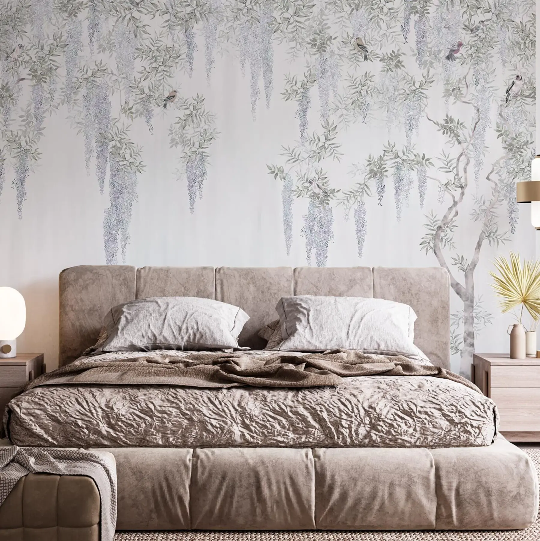 Valokuvatapetti Kukkia wisteria, wisteria, minimalismi, yksivärinen, loft ja japanilainen tyyli u96928