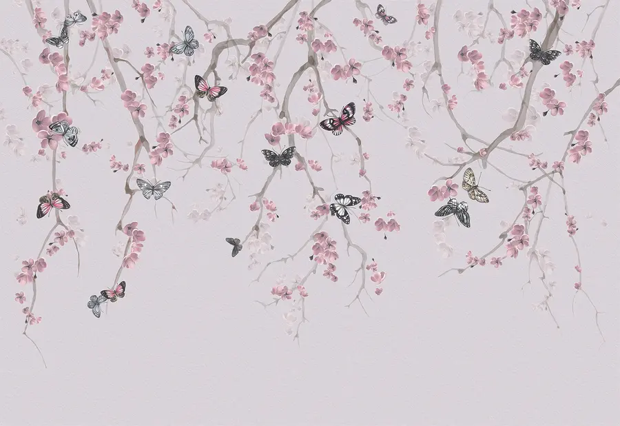 Valokuvatapetti Sakuran kukkia ja perhosia u97056