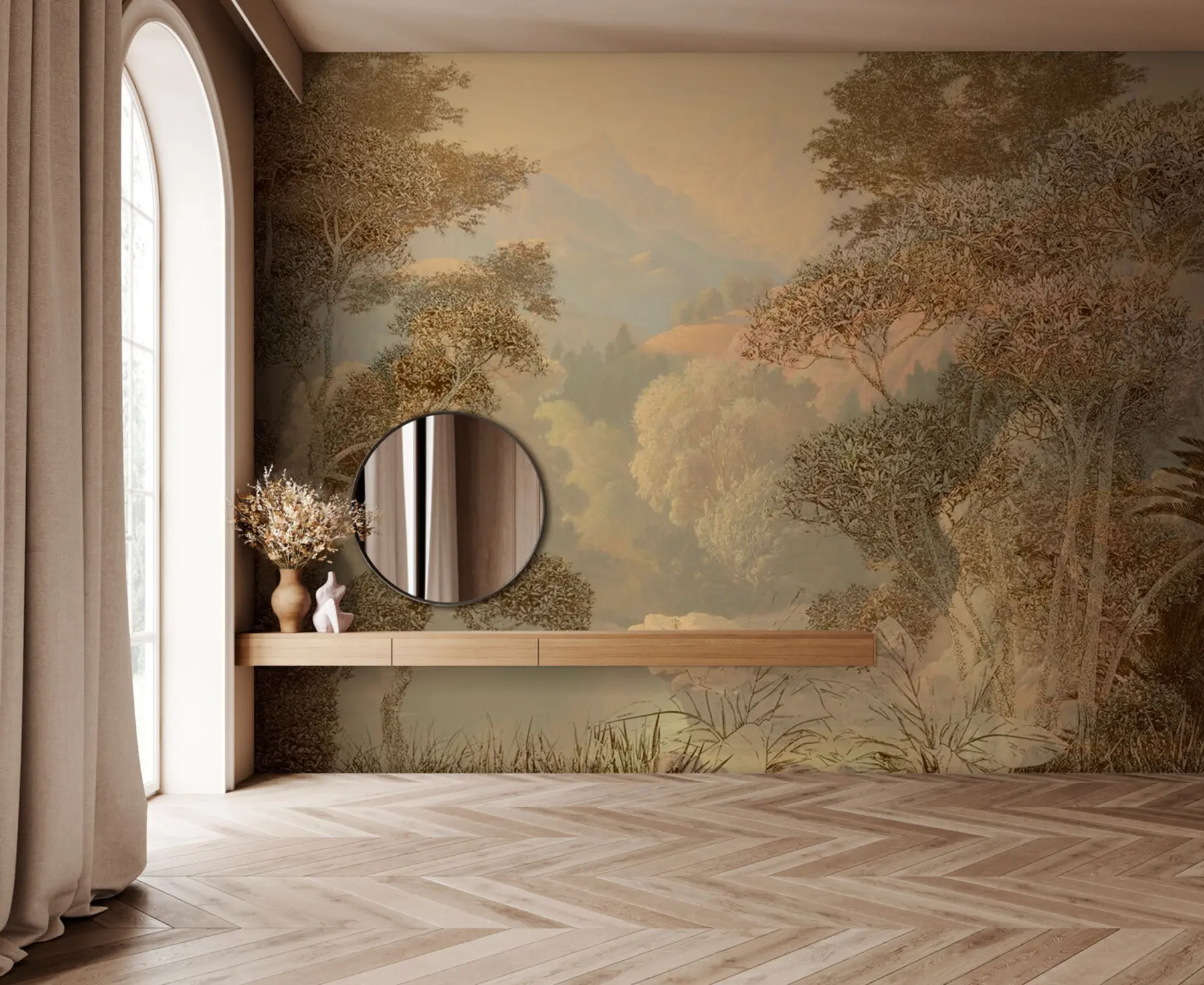 Valokuvatapetti Trooppinen metsä ruskean sävyissä u97403