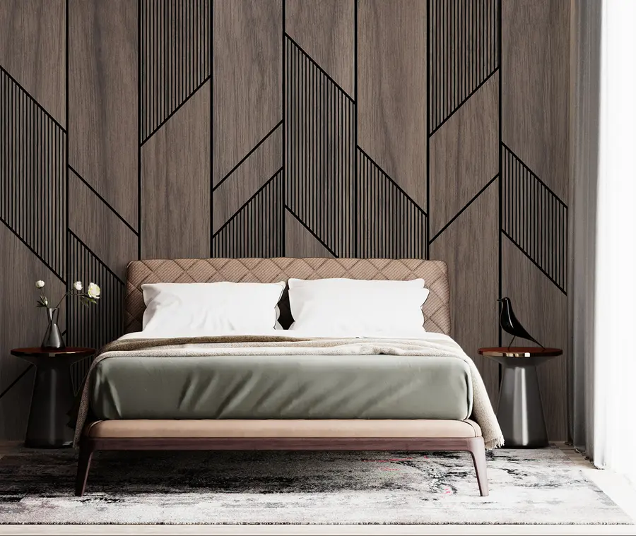 Valokuvatapetti Geometriset paneelit puurakenteella u97427