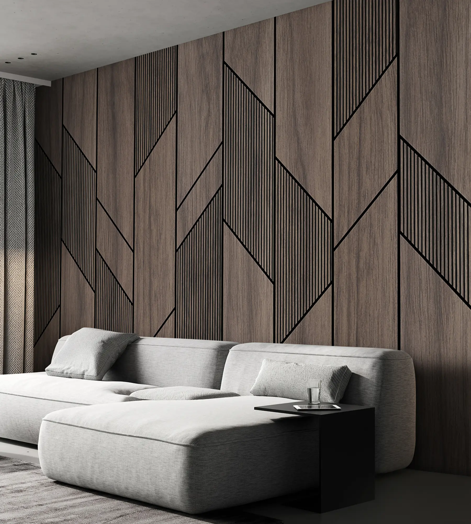 Valokuvatapetti Geometriset paneelit puurakenteella u97427