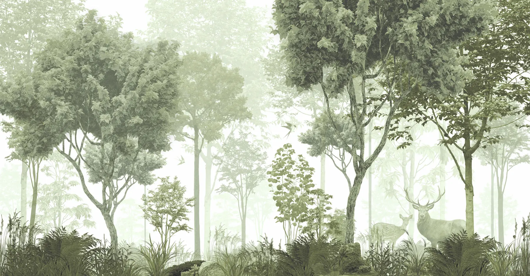 Valokuvatapetti Taikametsä vihreänä u72134v2