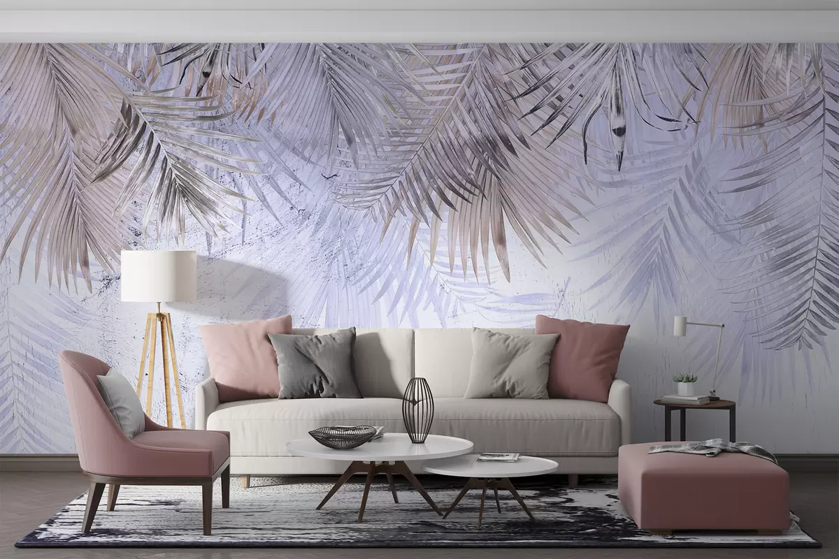 Valokuvatapetti Purppuraiset trooppiset lehdet grunge-tyyliin u93843v1