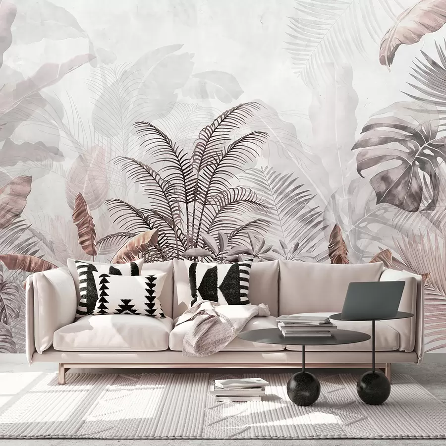 Valokuvatapetti Palmuja harmaa väri harmaa-ruskea värit u71284v2