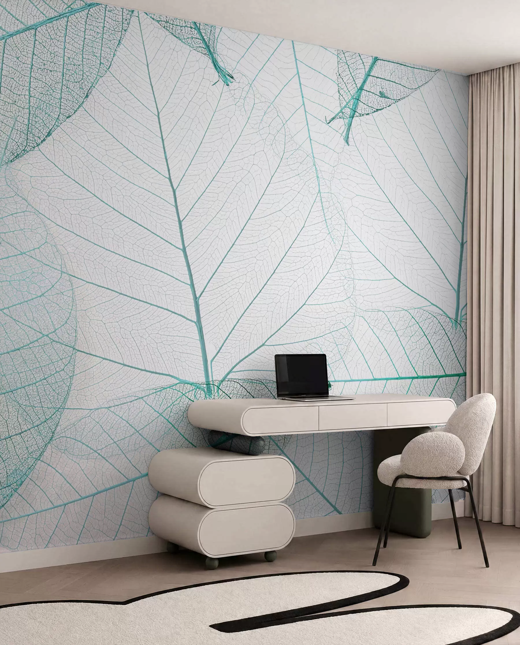 Valokuvatapetti Läpinäkyvät lehdet vihreissä väreissä u24439v3