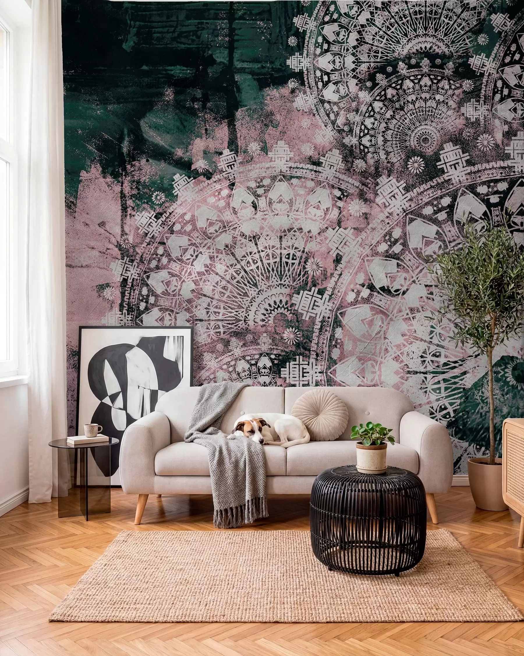 Valokuvatapetti Vintage mandala vaaleanpunaisissa väreissä u93958v2