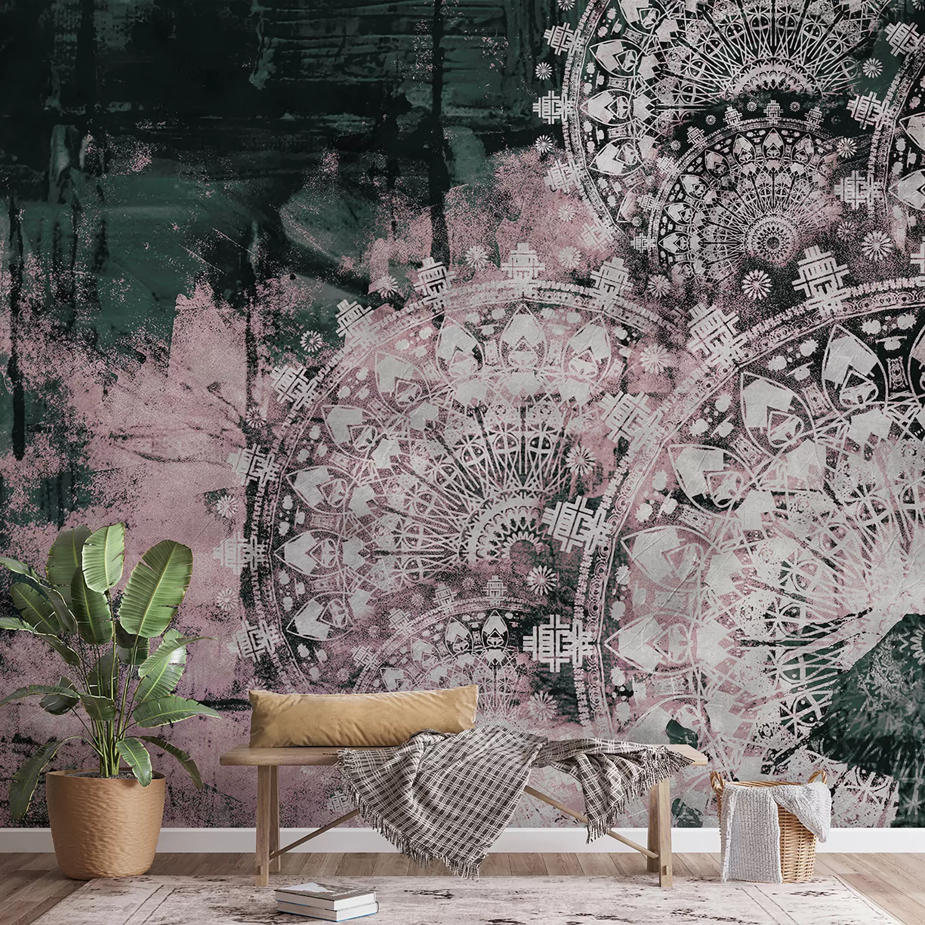 Valokuvatapetti Vintage mandala vaaleanpunaisissa väreissä u93958v2