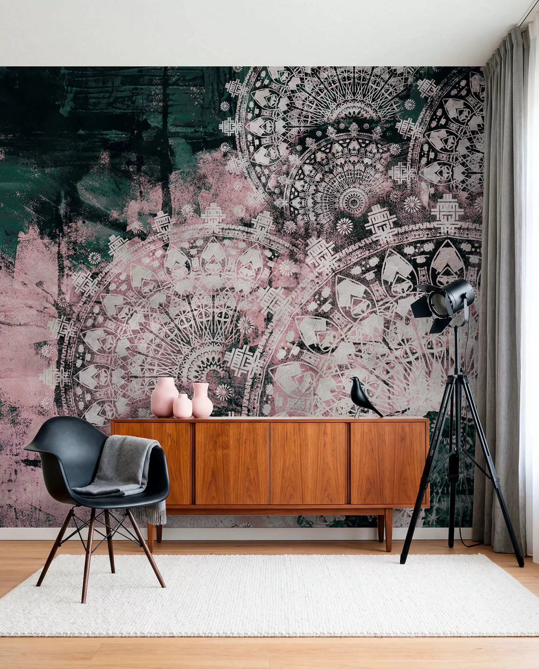 Valokuvatapetti Vintage mandala vaaleanpunaisissa väreissä u93958v2